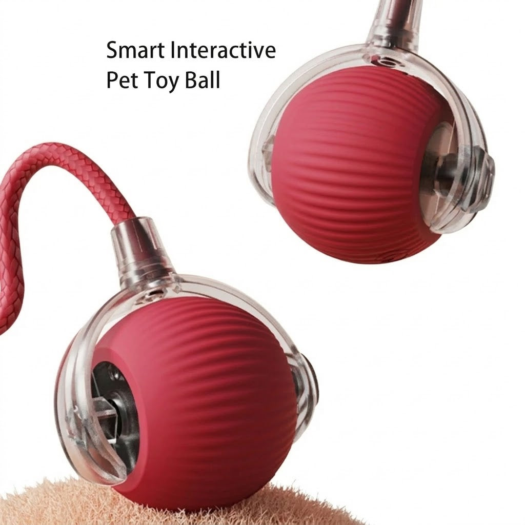 Interactive Automatic Pet Toy, Smart Rolling with String